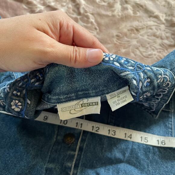 Vintage denim Jean embroidered‎ chore barn jacket size medium - Picture 5 of 6